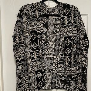 Geometric Black and White Women's Top